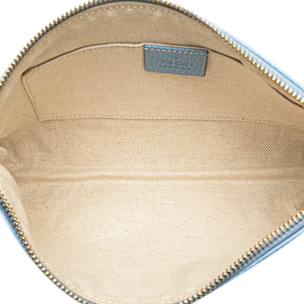 Gucci Large Dollar Calfskin Swing Pouch Blue Leather Very good - Model View