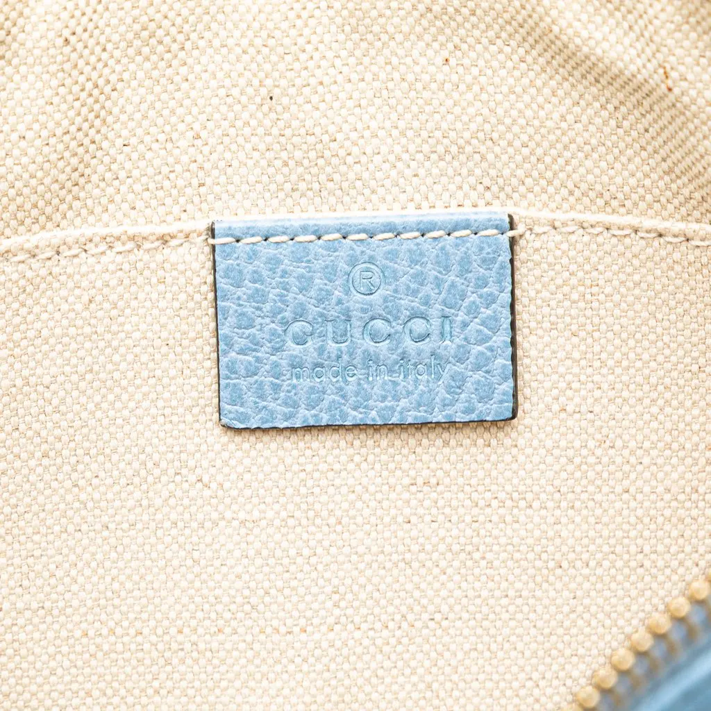 Gucci Large Dollar Calfskin Swing Pouch Blue Leather Very good - Box View