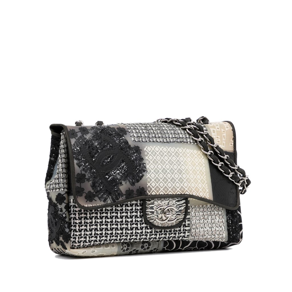 Chanel Jumbo PVC and Tweed Patchwork Single Flap - 2