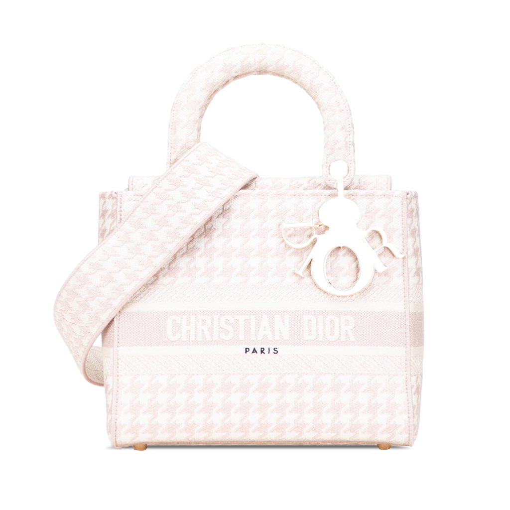 Dior Medium Canvas Houndstooth Embroidered Lady D Lite