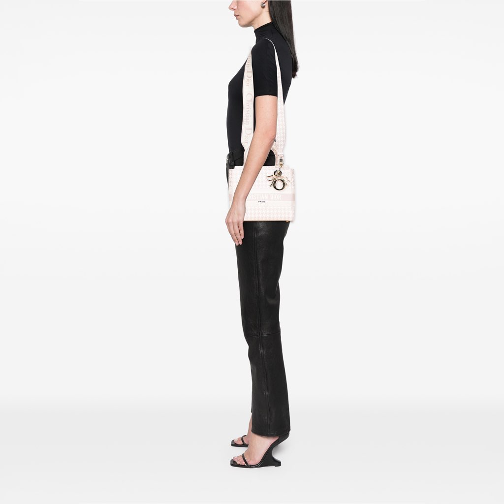 Dior Medium Canvas Houndstooth Embroidered Lady D Lite - Image 11