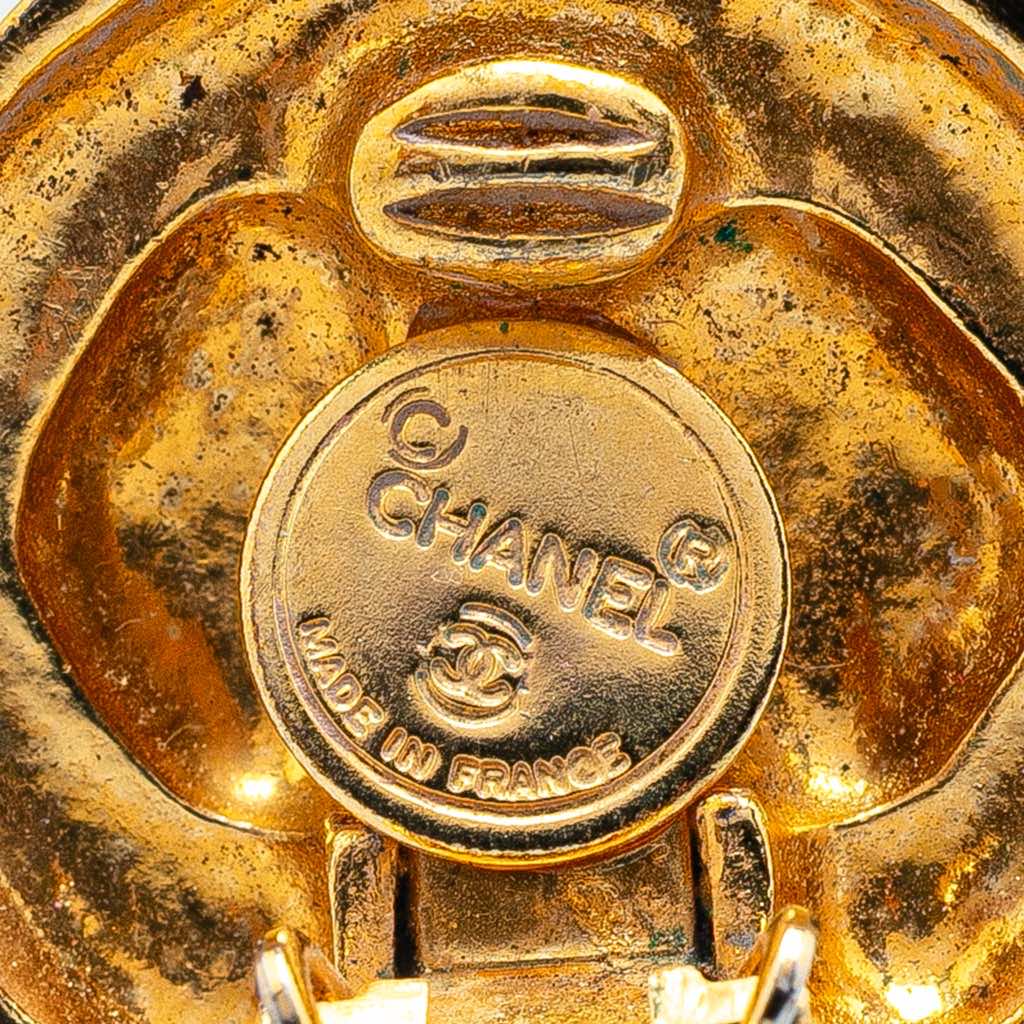 Chanel Gold Plated Rhinestones Round Clip on Earrings - 3