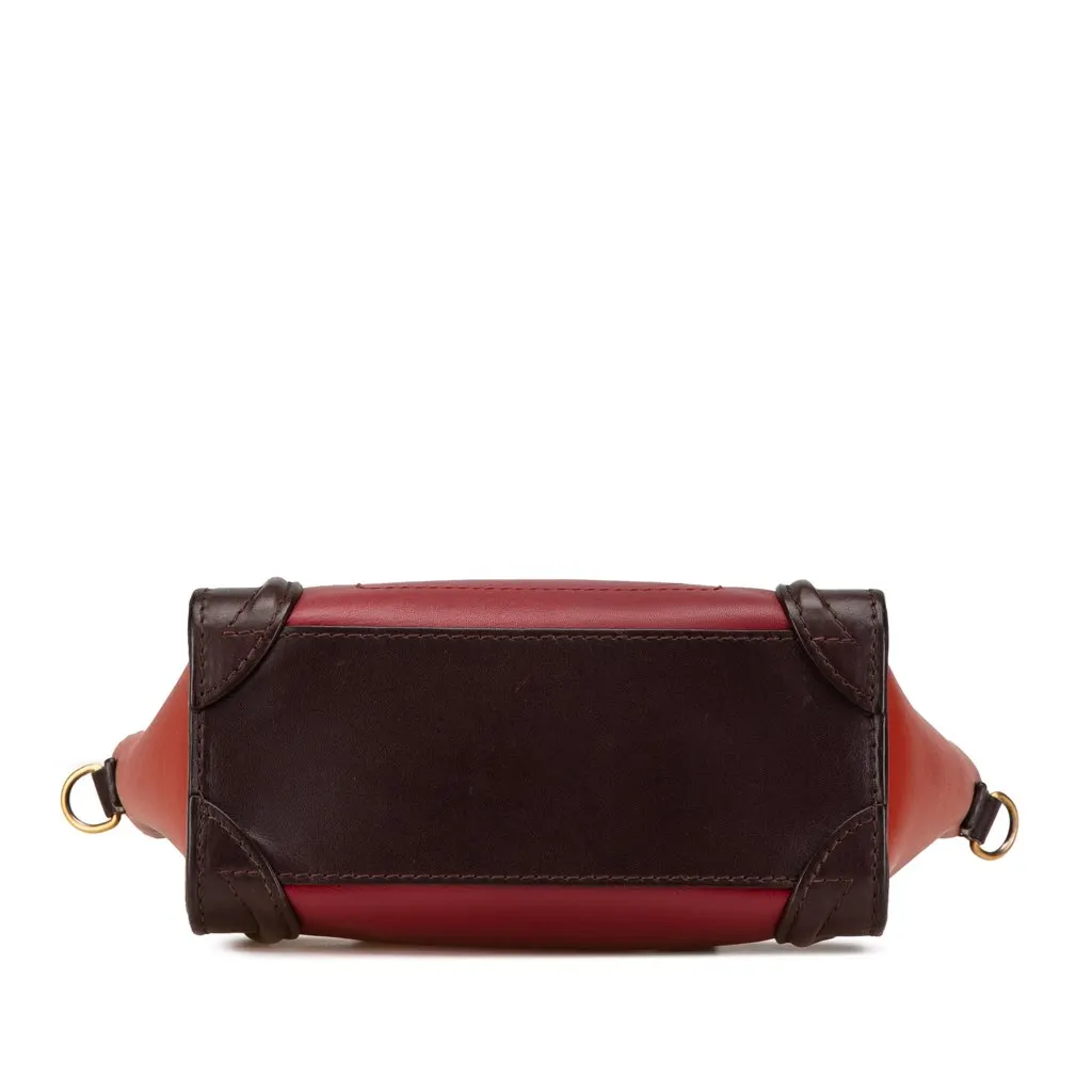 Celine Nano Tricolor Leather Luggage Tote Red Leather Good - Inside View