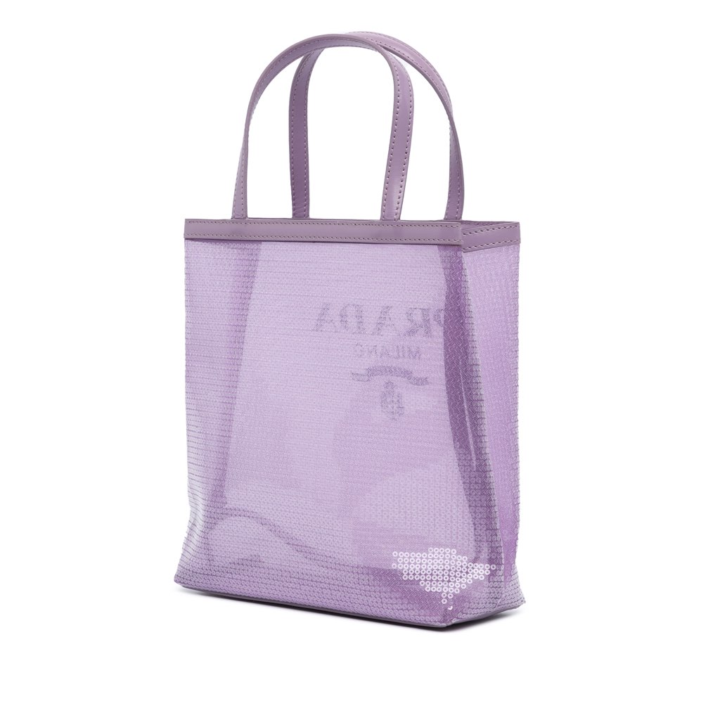 Prada Small Sequined Mesh Logo Tote - Back view