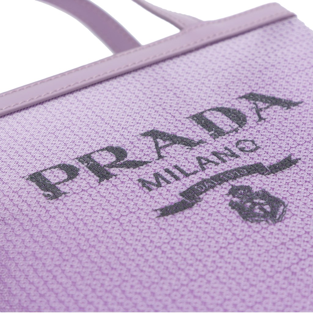 Prada Small Sequined Mesh Logo Tote - Detail 1
