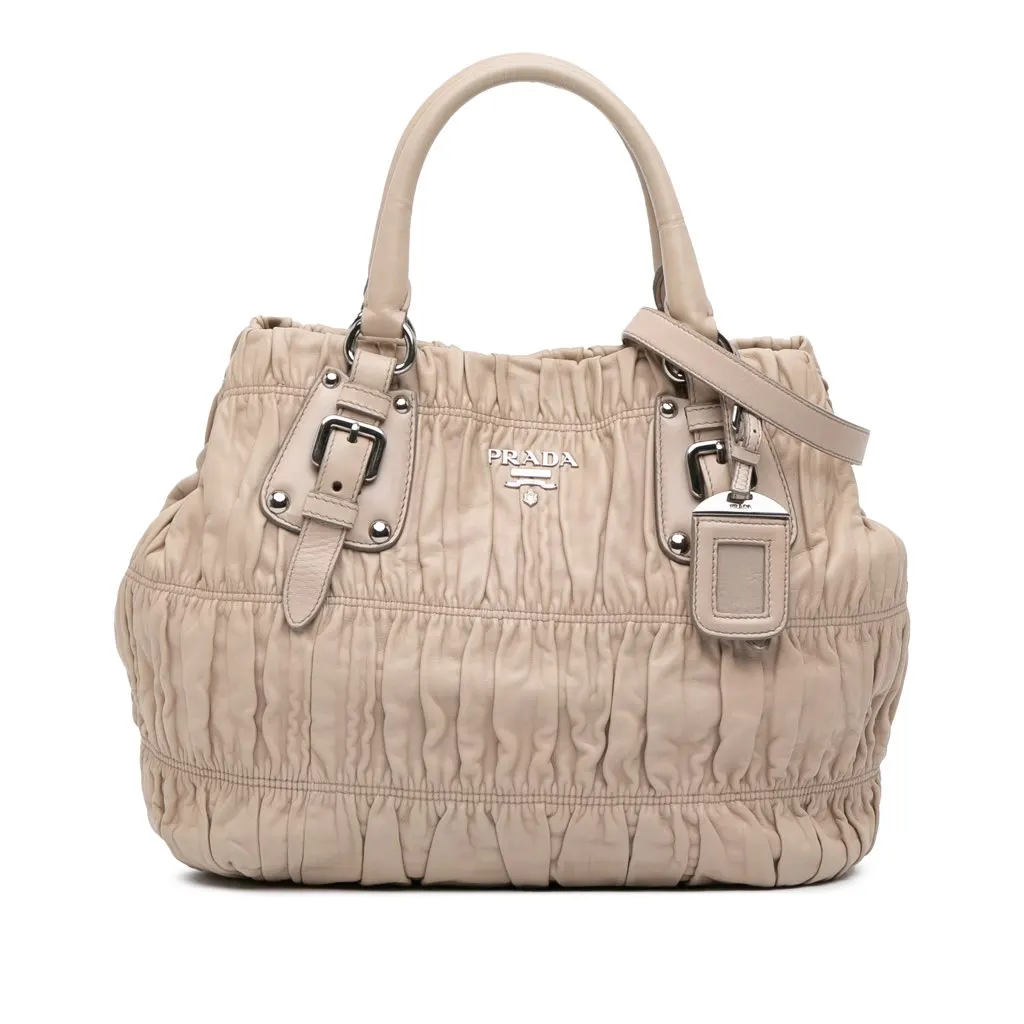 Prada Nappa Gaufre Satchel Brown Leather Very good - Front View
