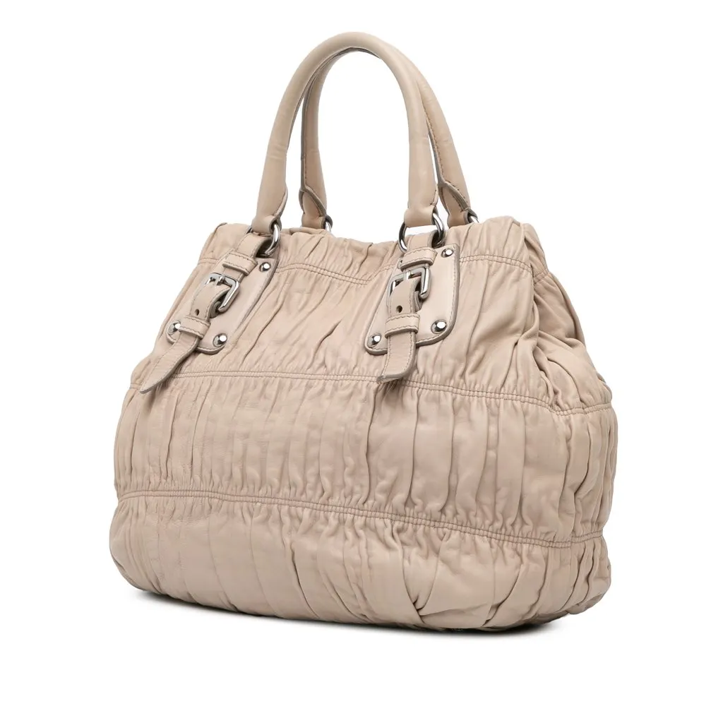 Prada Nappa Gaufre Satchel Brown Leather Very good - Back View