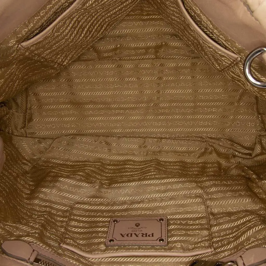Prada Nappa Gaufre Satchel Brown Leather Very good - Model View