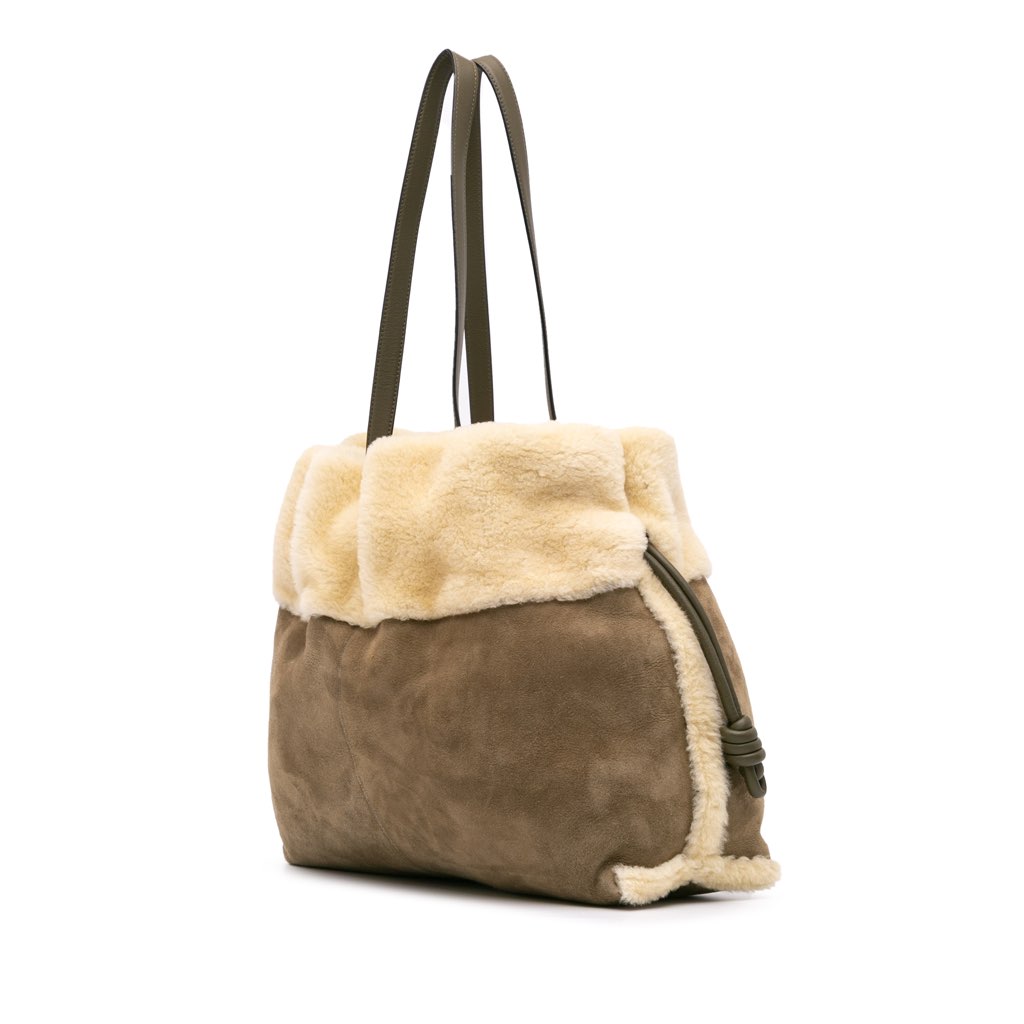 Loewe Suede and Shearling Flamenco Knot Tote - 2