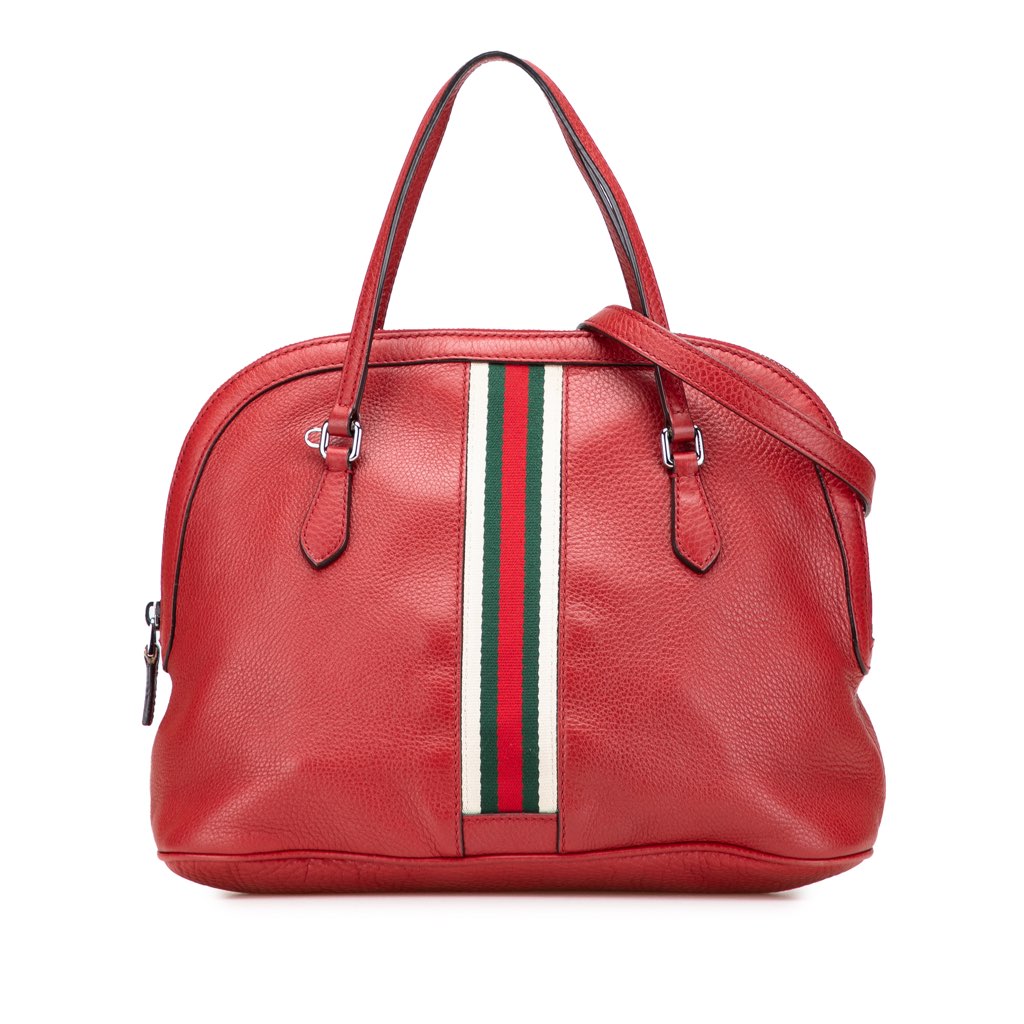Gucci Medium Leather Web Dome Satchel