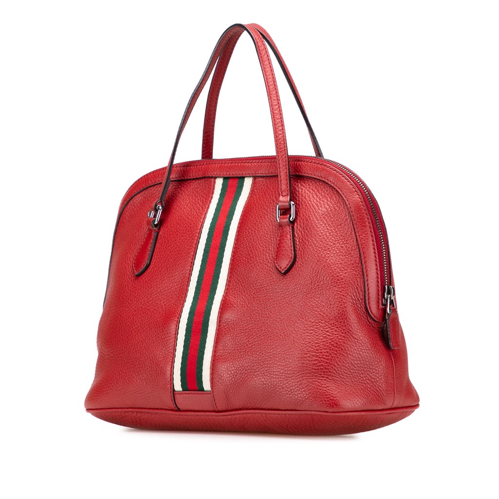 Gucci Medium Leather Web Dome Satchel - Back view