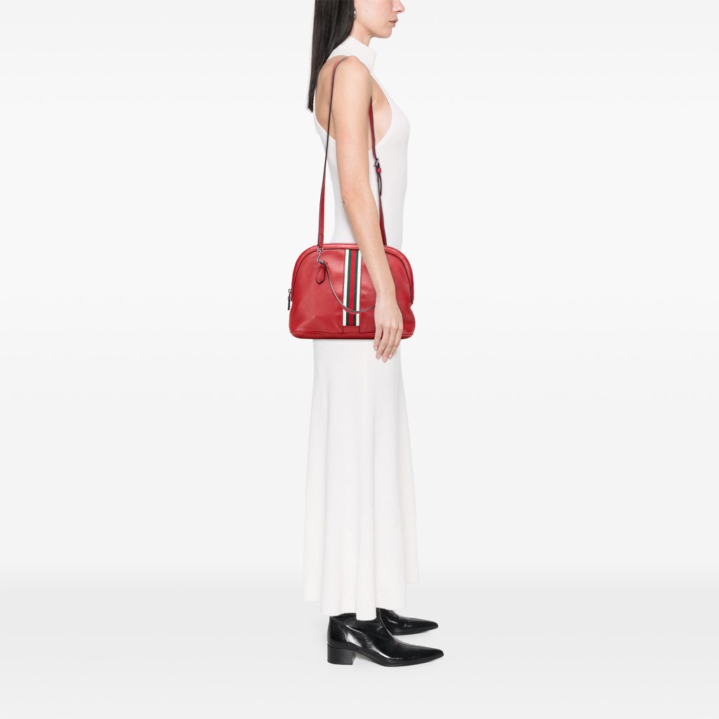 Gucci Medium Leather Web Dome Satchel - Image 15