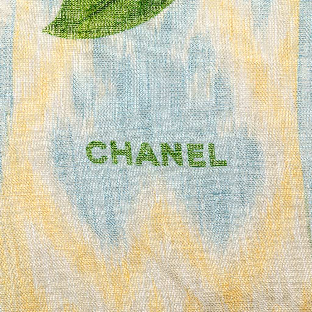 Chanel Camellia Printed Linen Scarf - 2