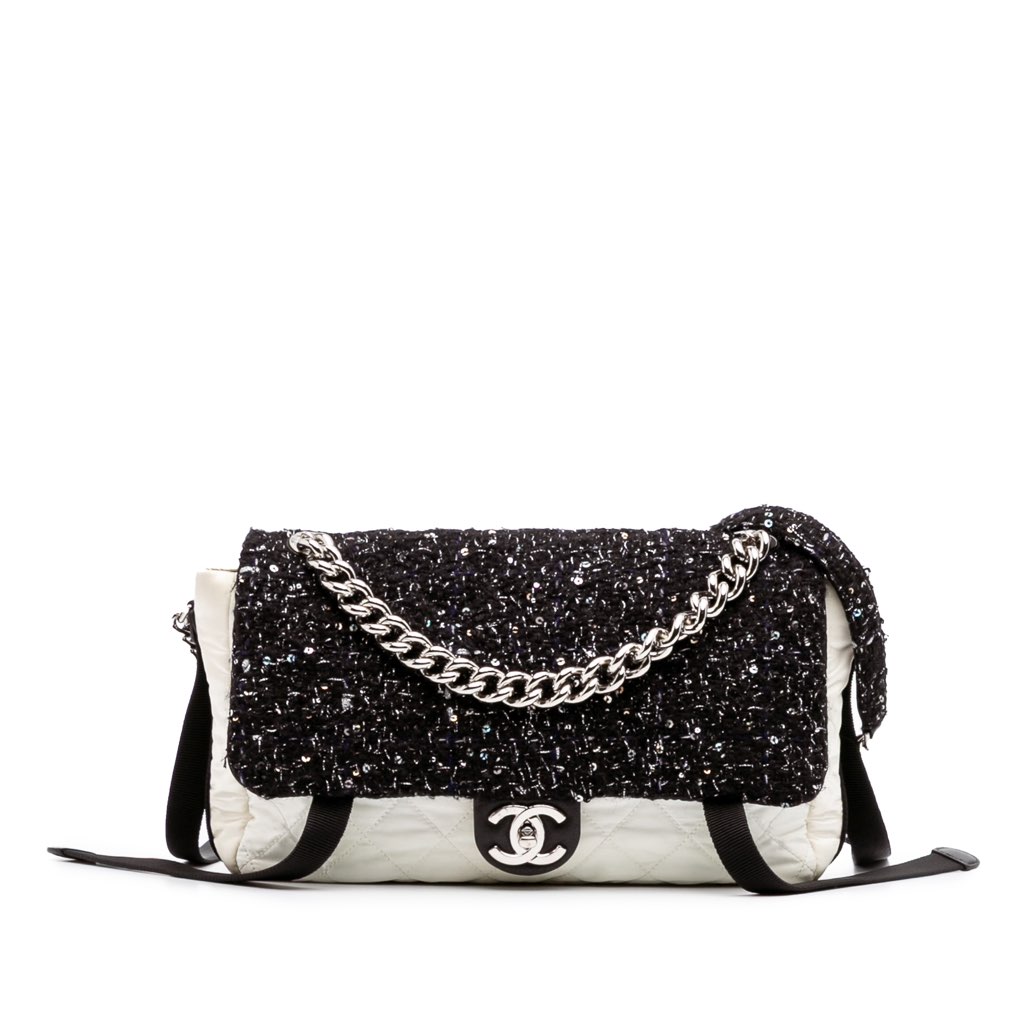 Chanel Bicolor Tweed and Nylon Astronaut Essentials Flap