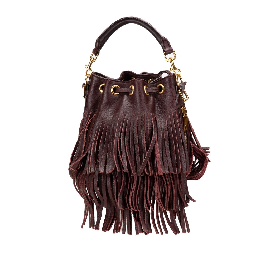 Saint Laurent Small Calfskin Emmanuelle Fringe Bucket Bag - 2