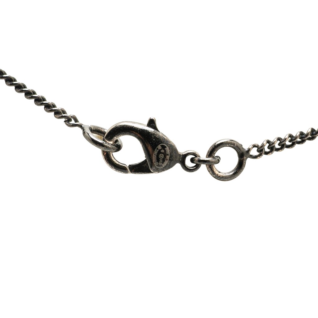 Chanel Silver CC Faux Pearl Pendant Necklace - Image 6