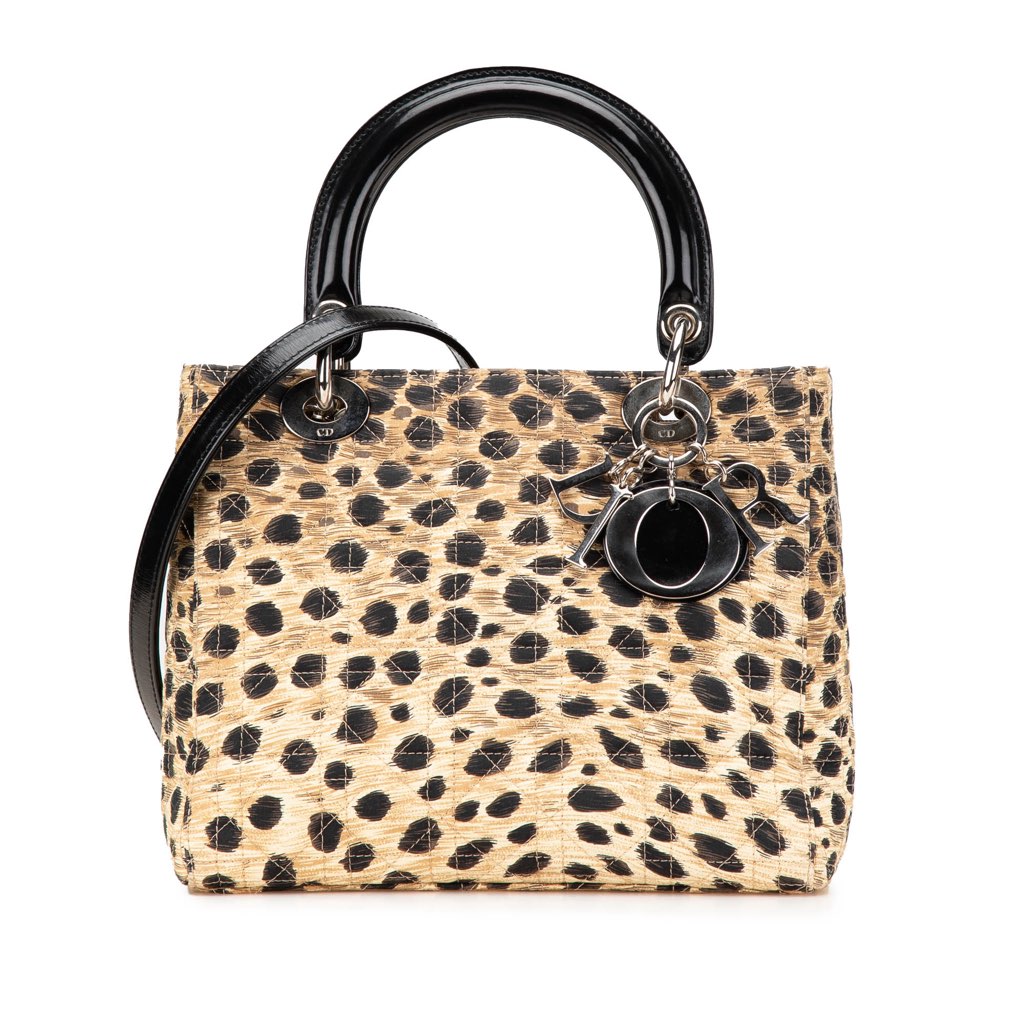 Dior Medium Canvas Cannage Leopard Print Lady Dior