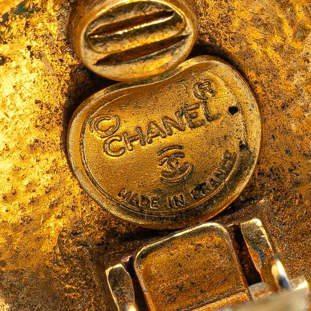 Chanel Gold Plated CC Round Clip on Earrings - 3