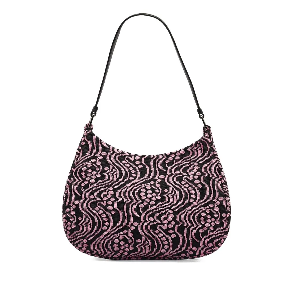 Prada Maglia Jacquard Knit Cleo Bag Pink Jacquard Good - Inside View