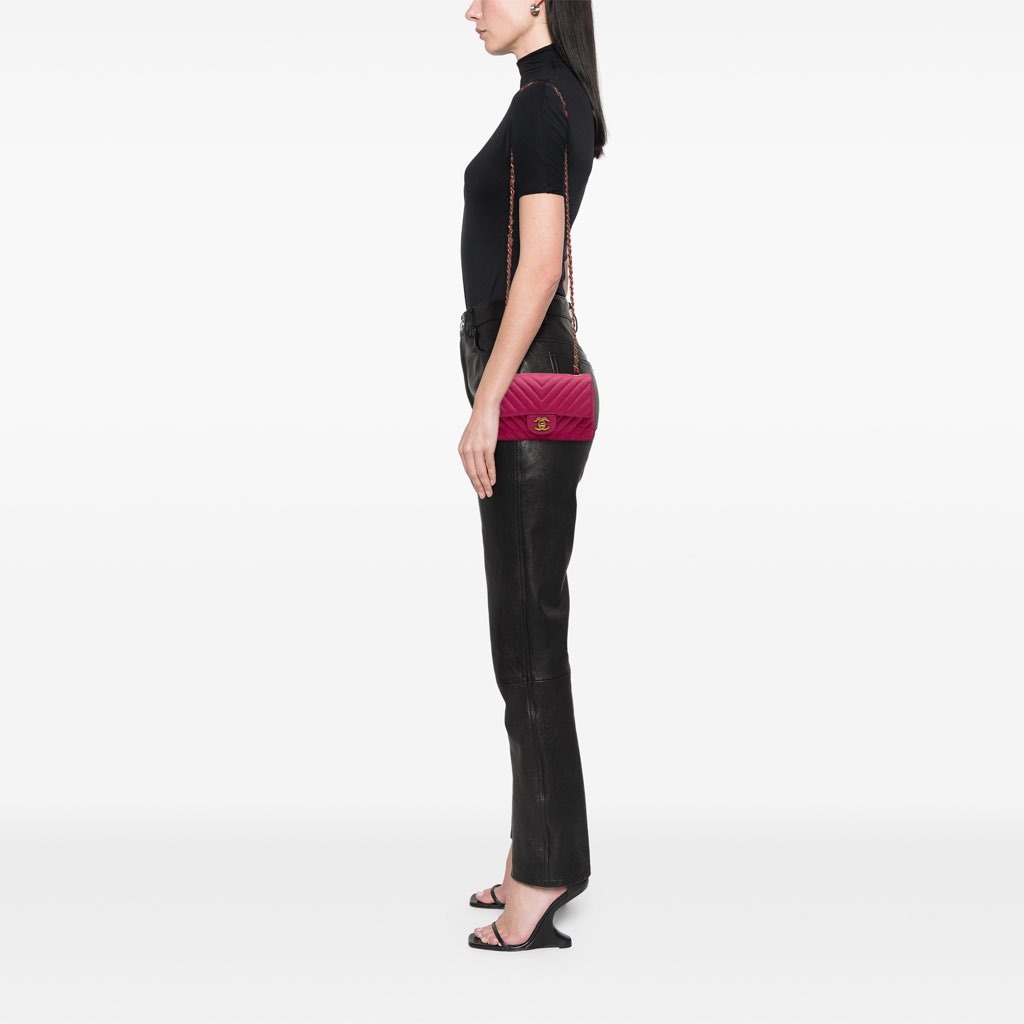 Chanel Mini Rectangular Classic Chevron Lambskin Single Flap - Image 13