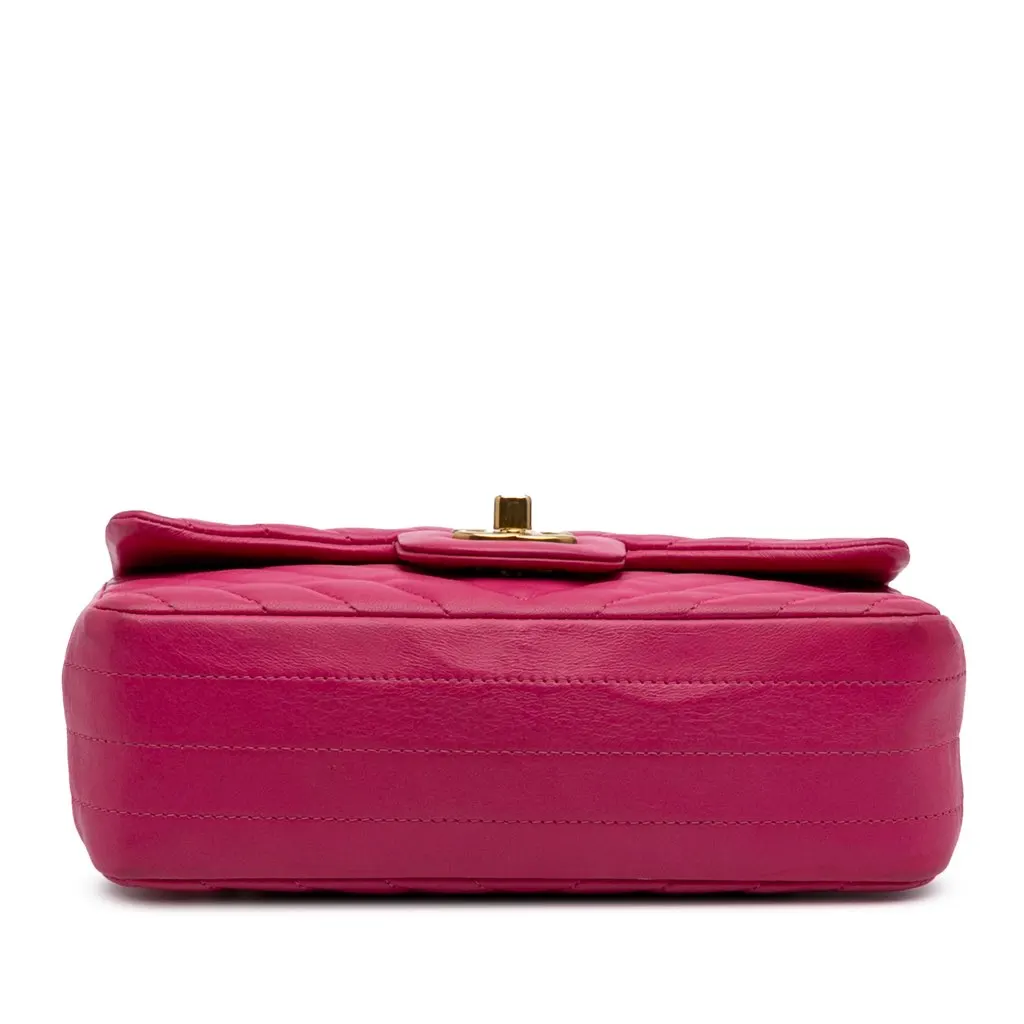 Chanel Mini Rectangular Classic Chevron Lambskin Single Flap Pink Leather Very good - Inside View