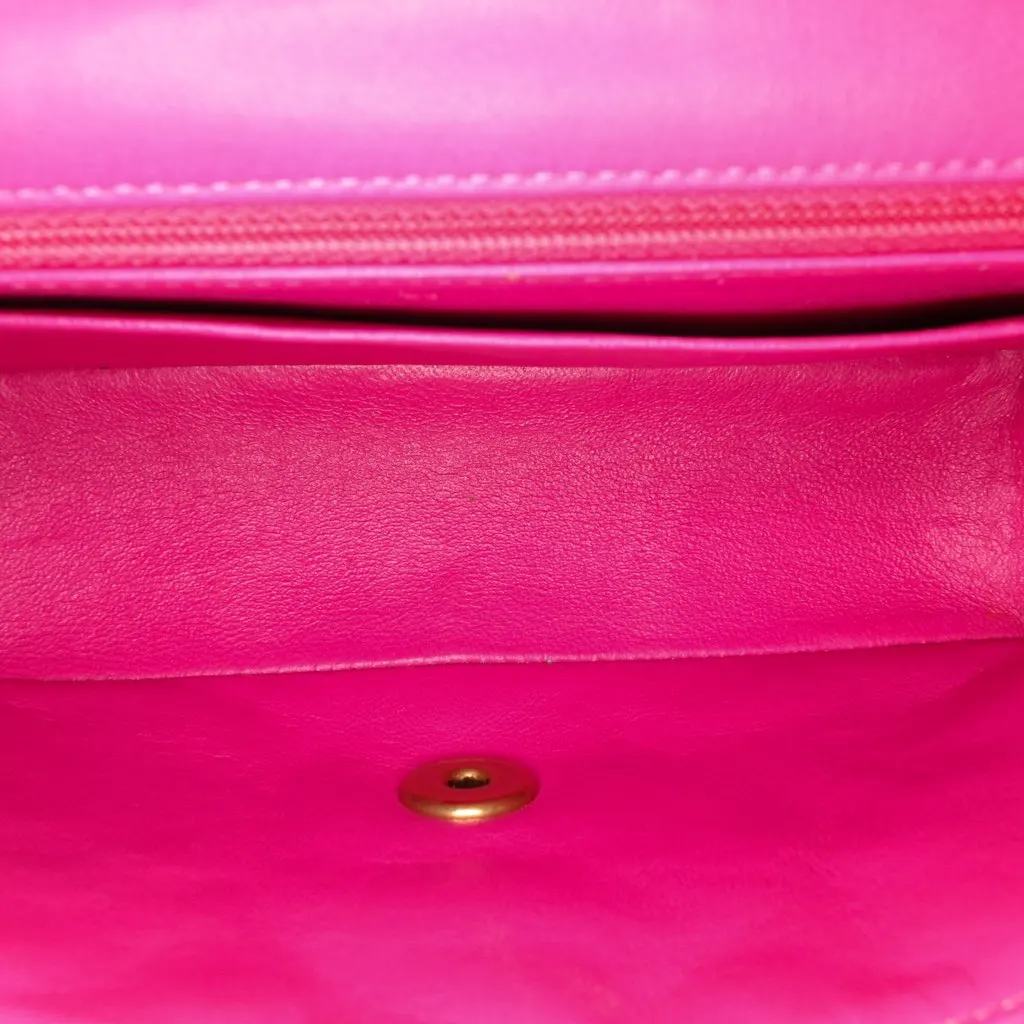 Chanel Mini Rectangular Classic Chevron Lambskin Single Flap Pink Leather Very good - Model View