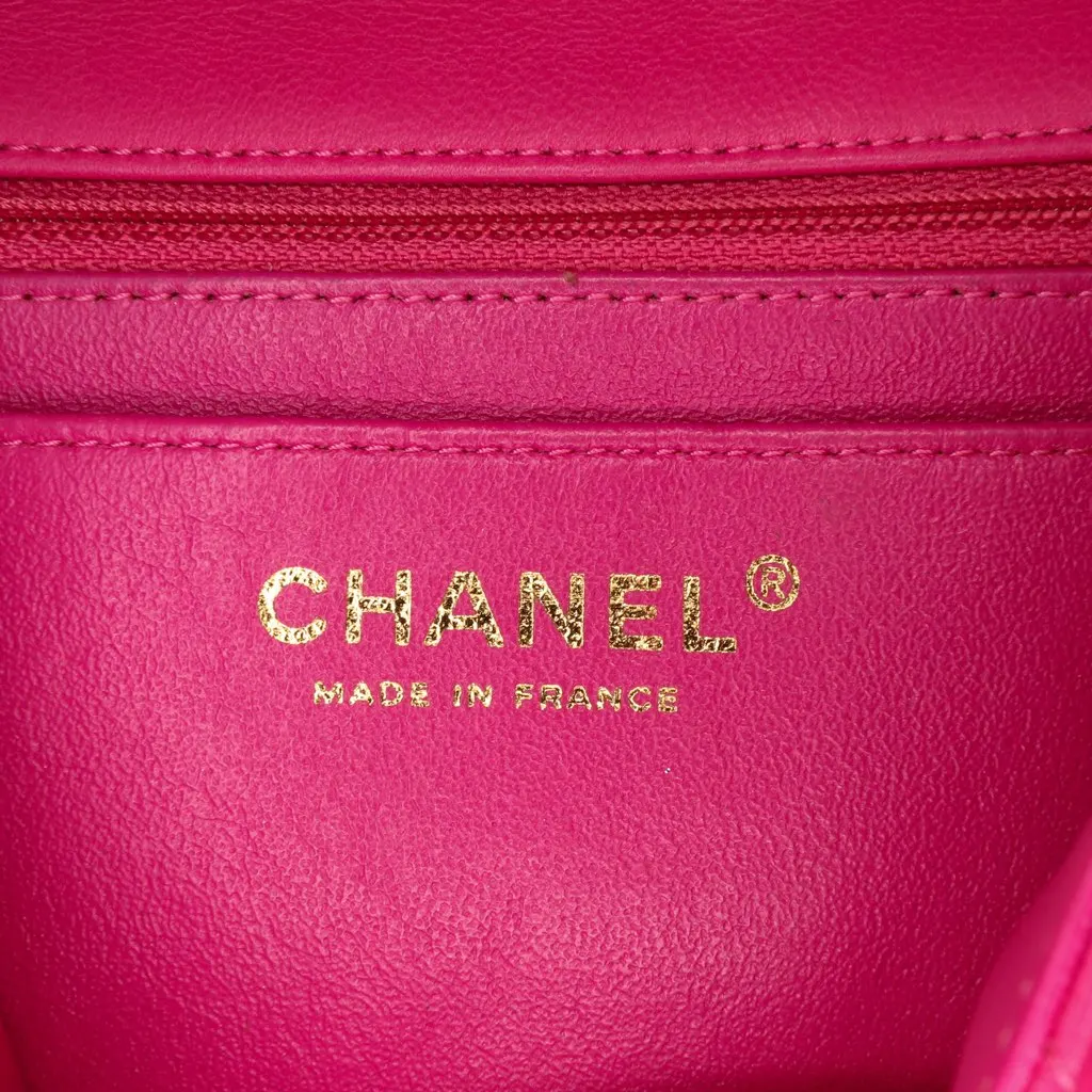 Chanel Mini Rectangular Classic Chevron Lambskin Single Flap Pink Leather Very good - Box View