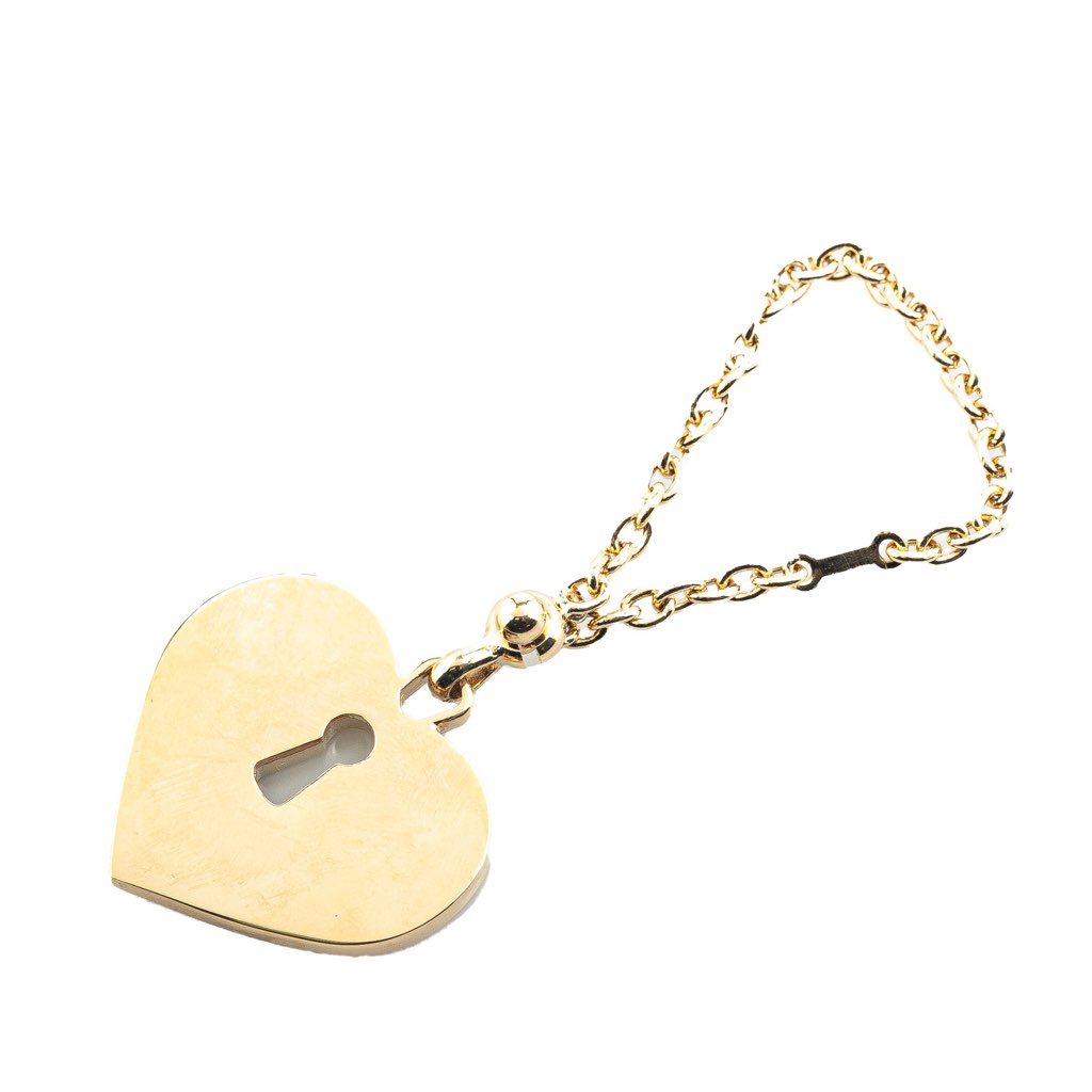 Chanel Gold Plated Rhinestone CC Heart Charm - 2