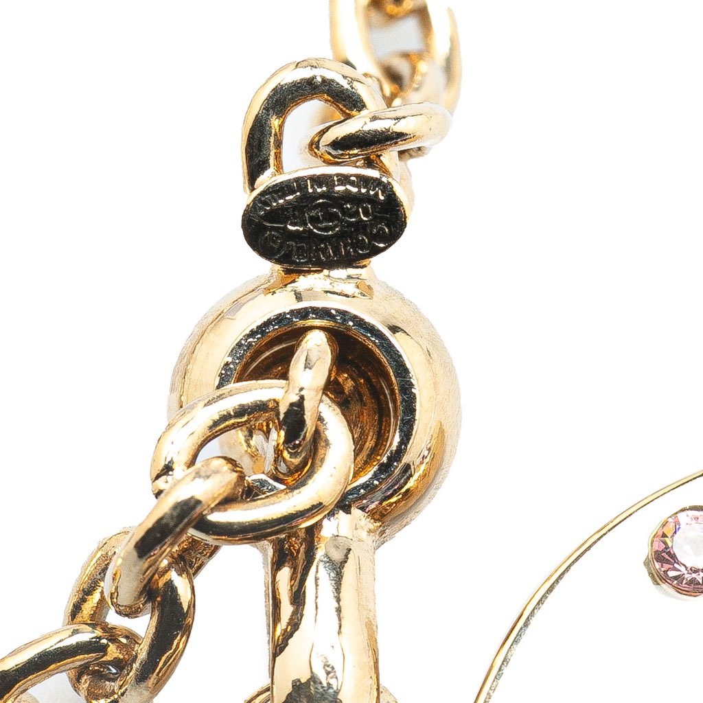 Chanel Gold Plated Rhinestone CC Heart Charm - 4