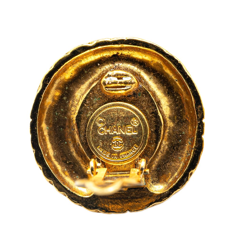 Chanel Gold Plated Round Faux Pearl Clip on Earrings - 3