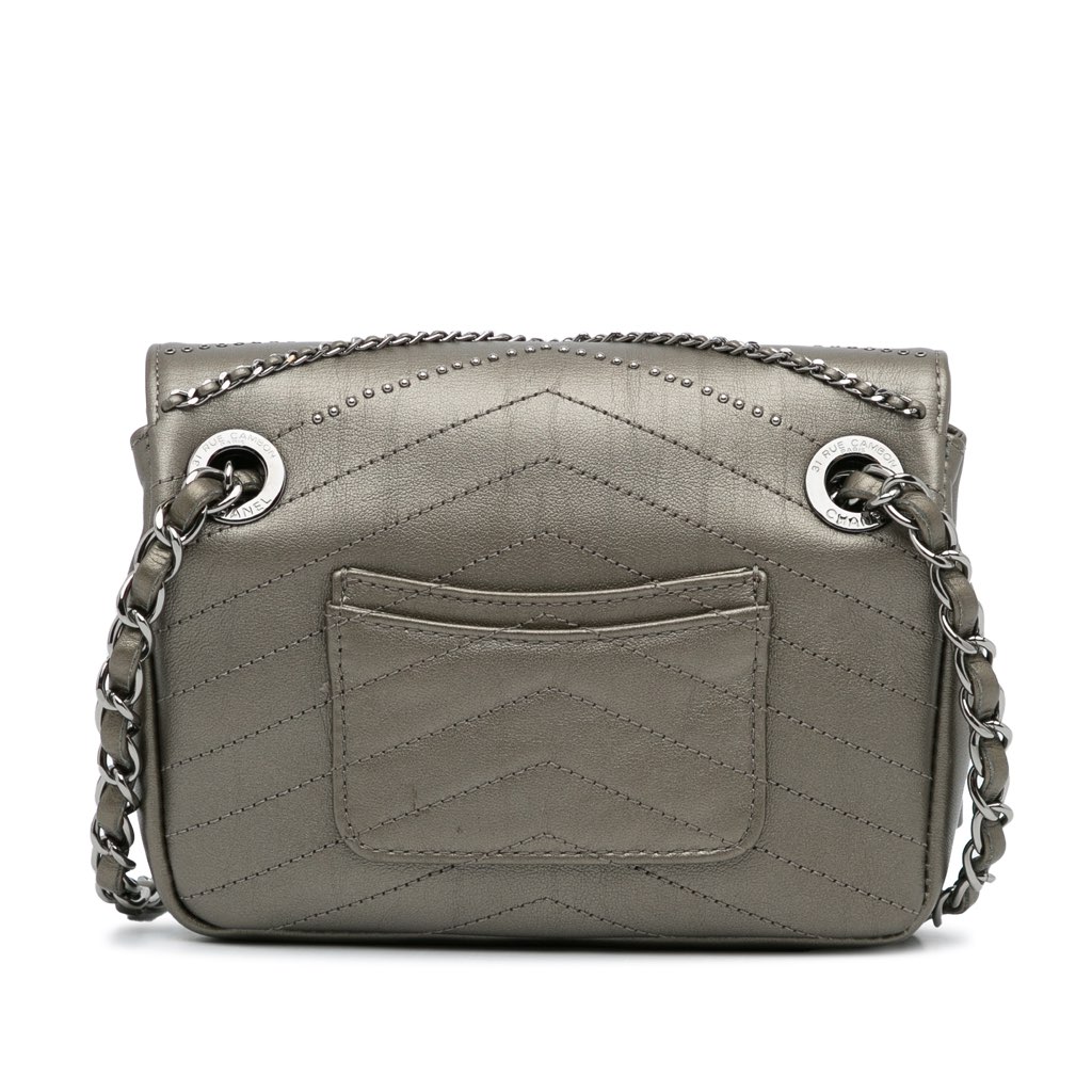 Chanel Mini Embellished Calfskin Chevron Square Envelop Flap - 4