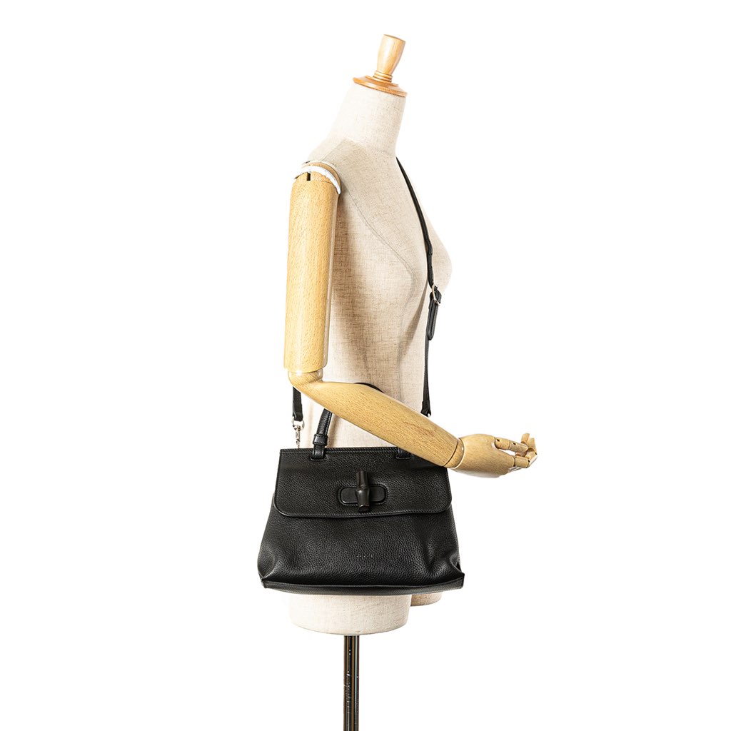 Gucci Small Leather Bamboo Daily Satchel - Image 13