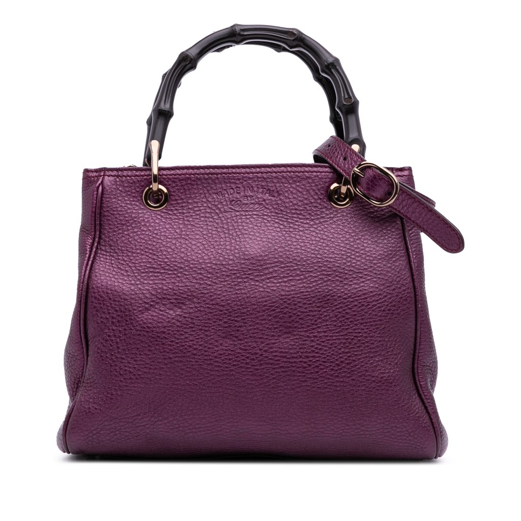 Gucci Small Metallic Calfskin Bamboo Shopper Satchel