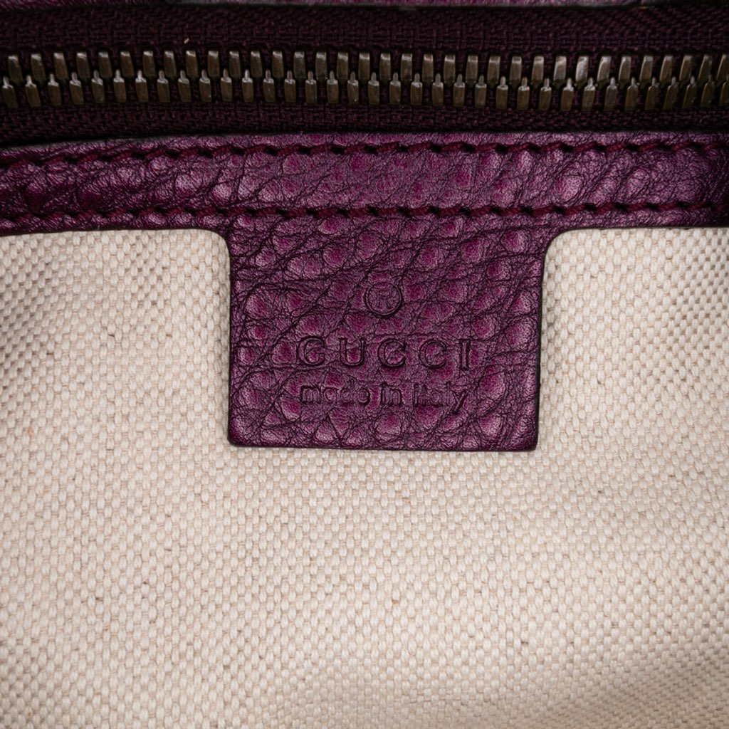 Gucci Small Metallic Calfskin Bamboo Shopper Satchel - 5