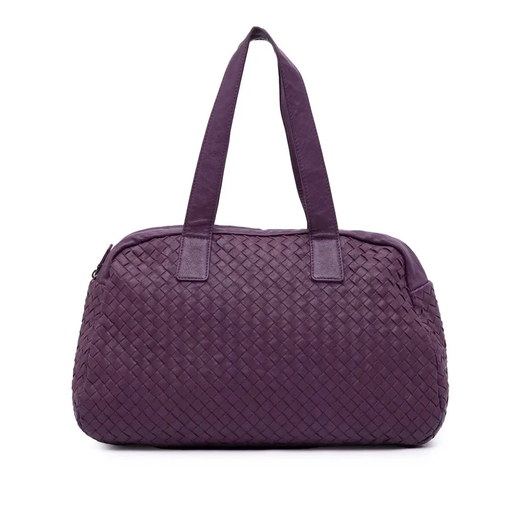 Bottega Veneta Nappa Intrecciato Shoulder Bag Purple Leather Very good - Front View