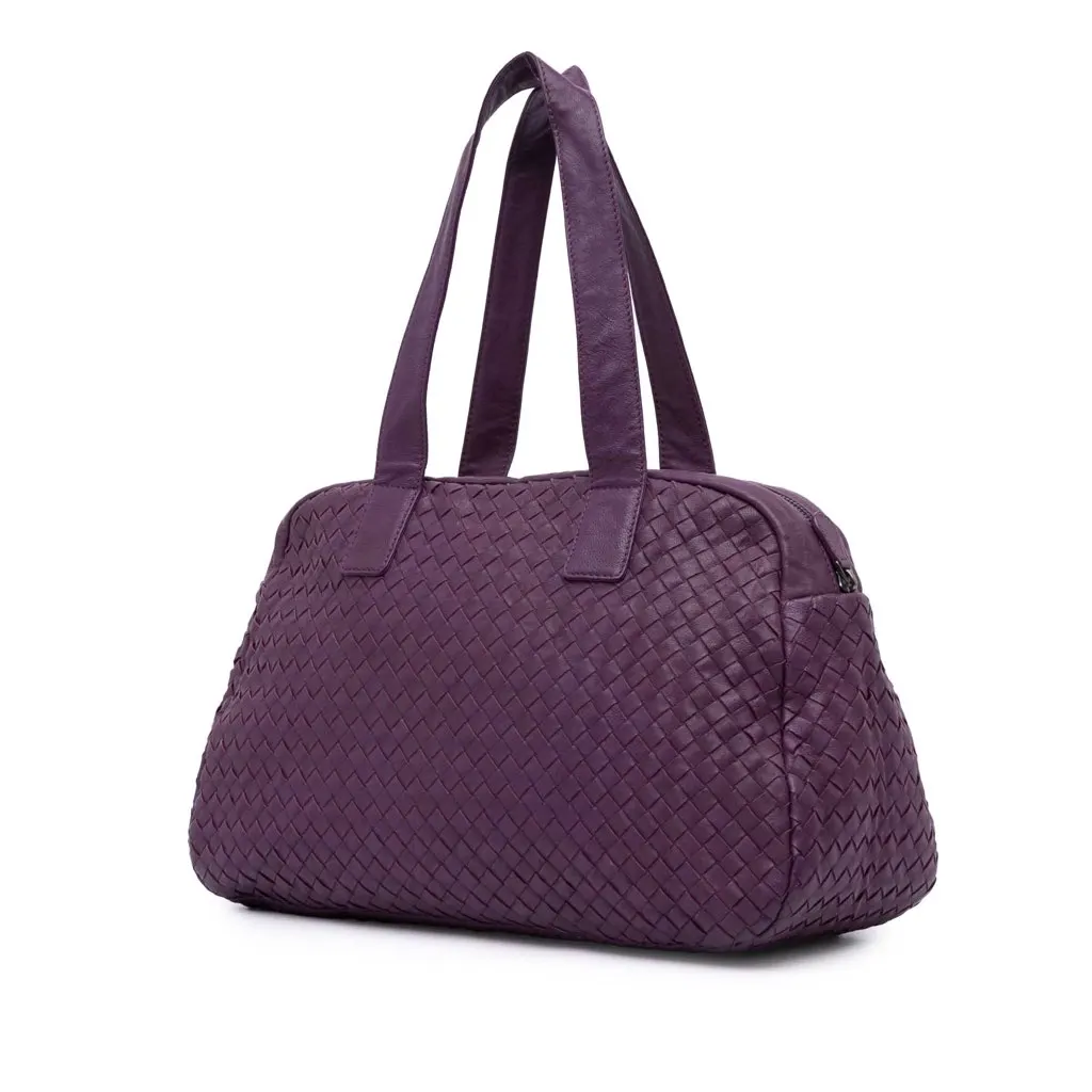 Bottega Veneta Nappa Intrecciato Shoulder Bag Purple Leather Very good - Back View