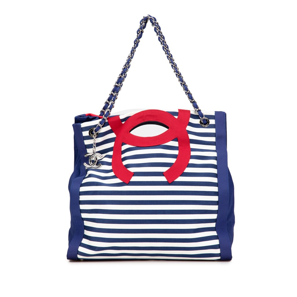 Chanel Paris Venice CC Canvas Mariniere Chain Tote