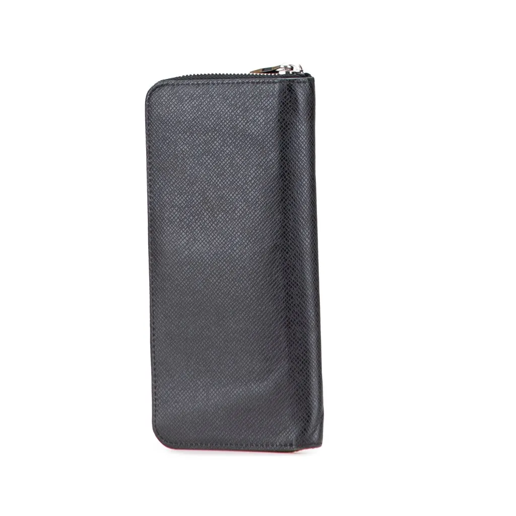 Louis Vuitton Taiga Zippy Vertical Long Wallet Black Leather Good - Back View