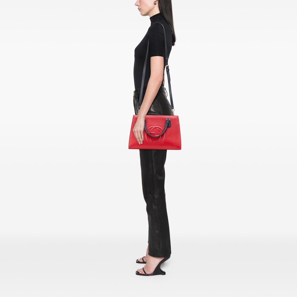 Gucci Medium Tricolor Pebbled Calfskin Soho Convertible Top Handle Bag - Image 15