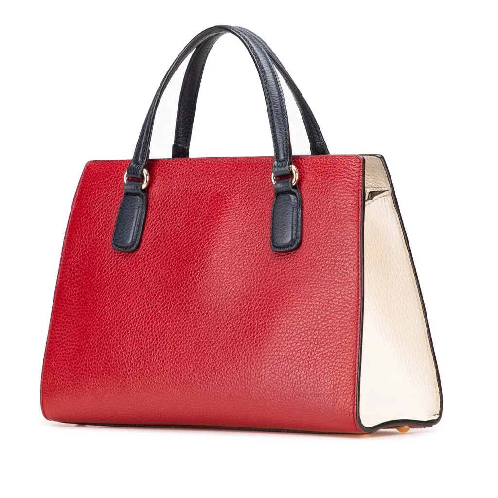 Gucci Medium Tricolor Pebbled Calfskin Soho Convertible Top Handle Bag Red Leather Very good - Back View