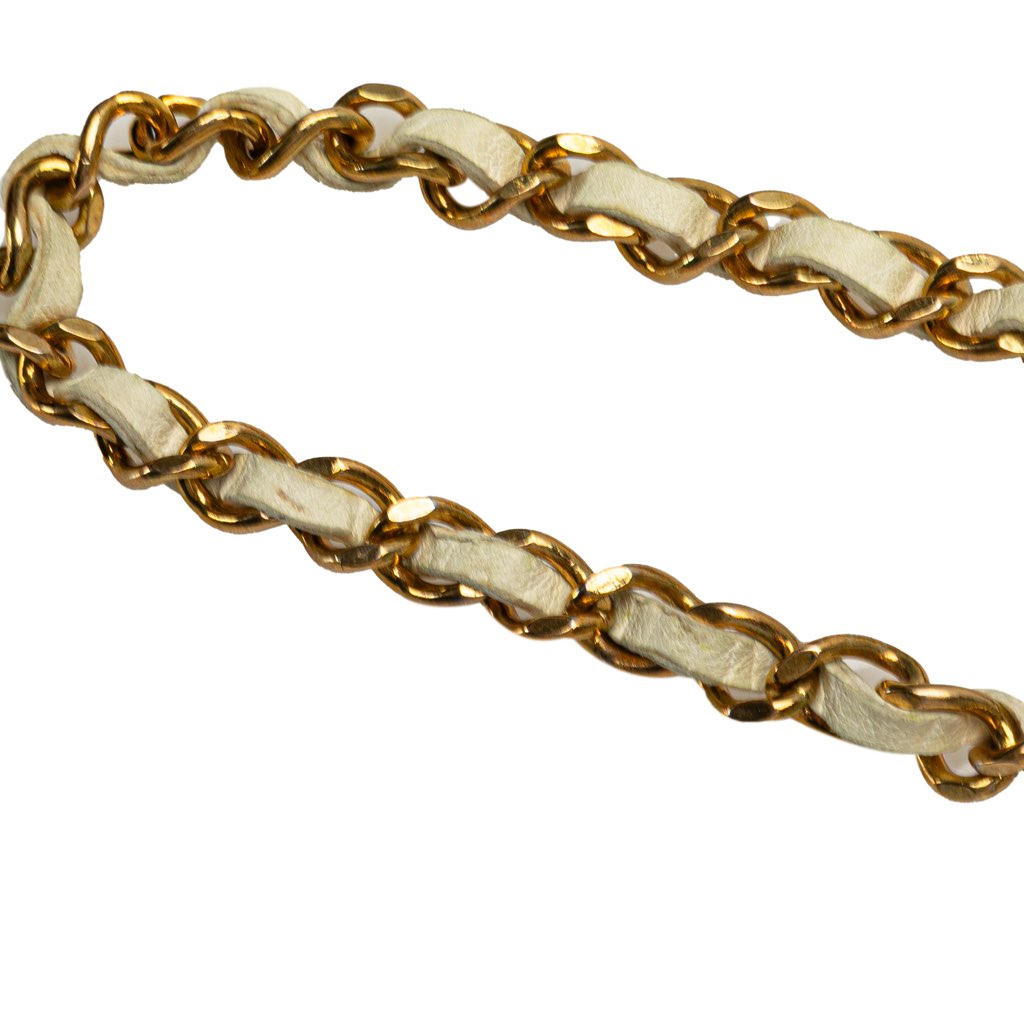 Chanel Gold Plated Medallion Leather Woven Chain Belt - 4