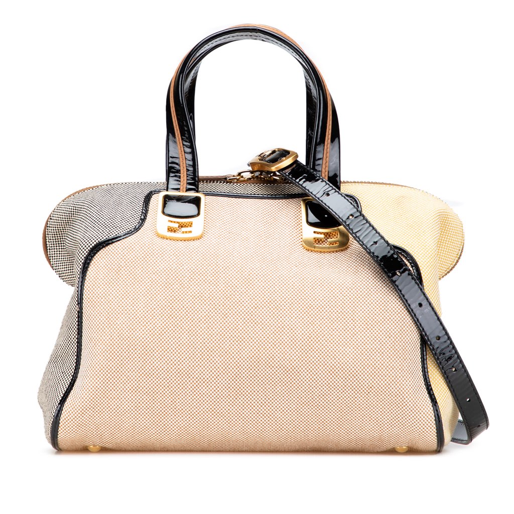 Fendi Canvas Colorblock Chameleon Satchel