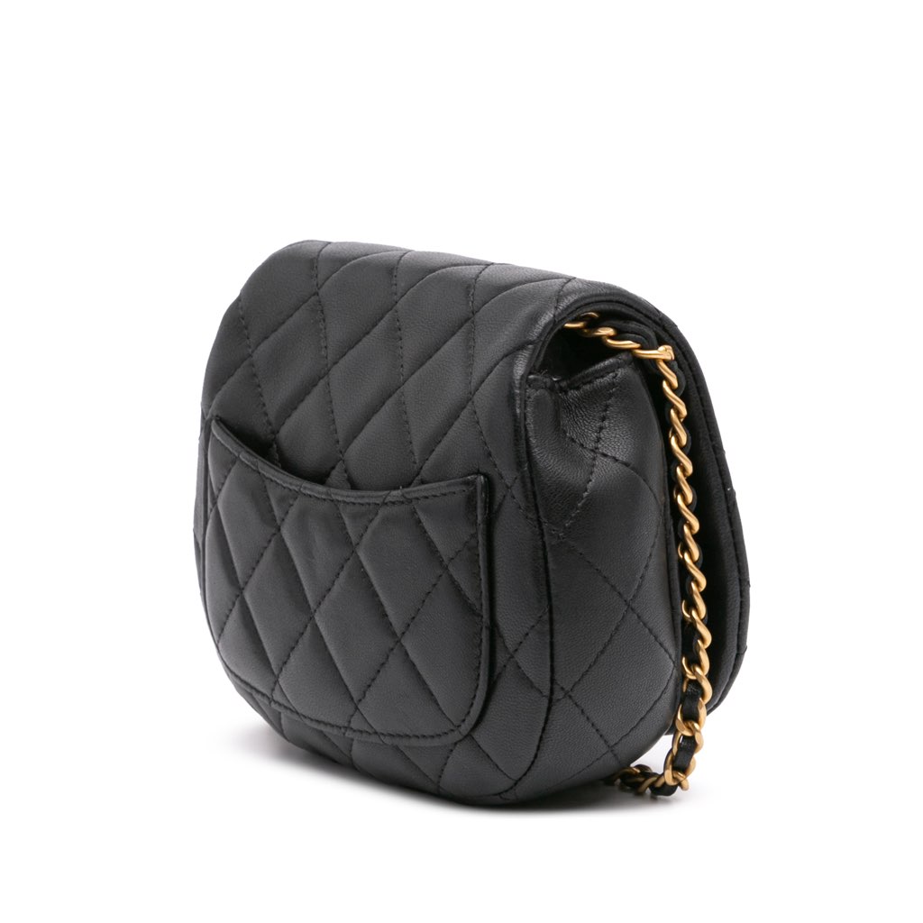 Chanel Mini Quilted Calfskin Coco Mail Clutch with Chain - Back view