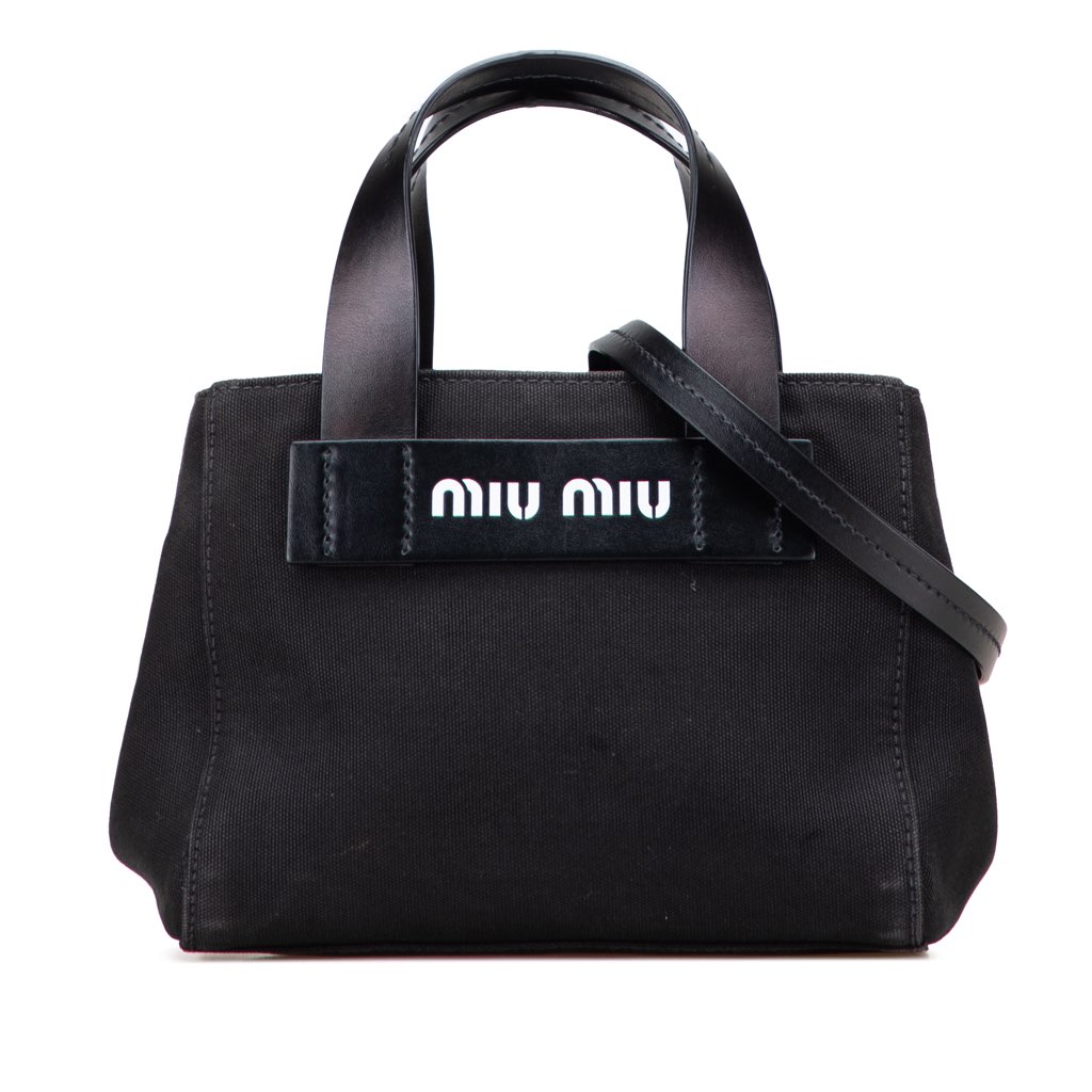Miu Miu Small Canapa Canvas and leather Logo Satchel