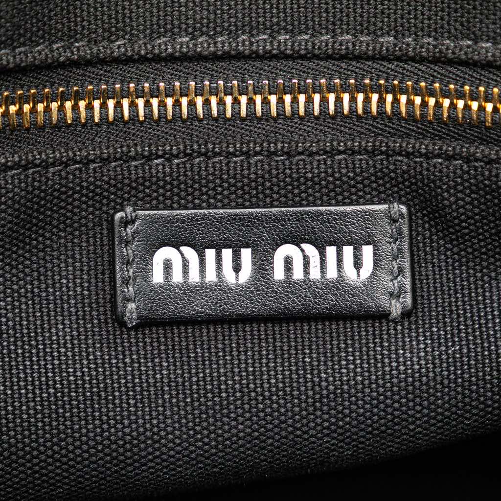 Miu Miu Small Canapa Canvas and leather Logo Satchel - Side view