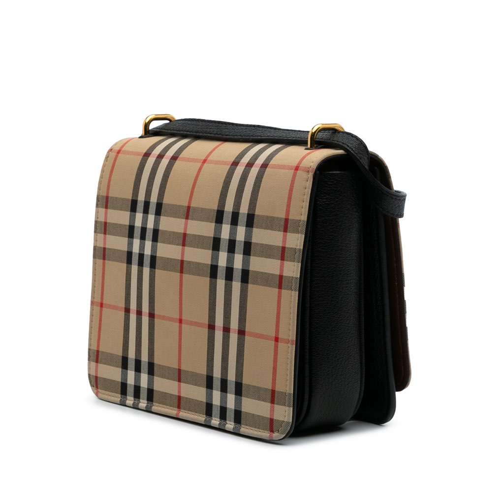 Burberry Small Goatskin Trimmed House Check Canvas D Ring Crossbody - 2