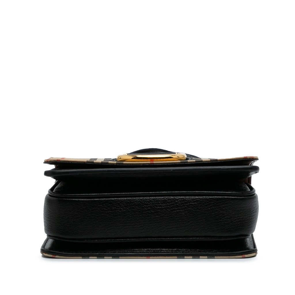 Burberry Small Goatskin Trimmed House Check Canvas D Ring Crossbody - 3