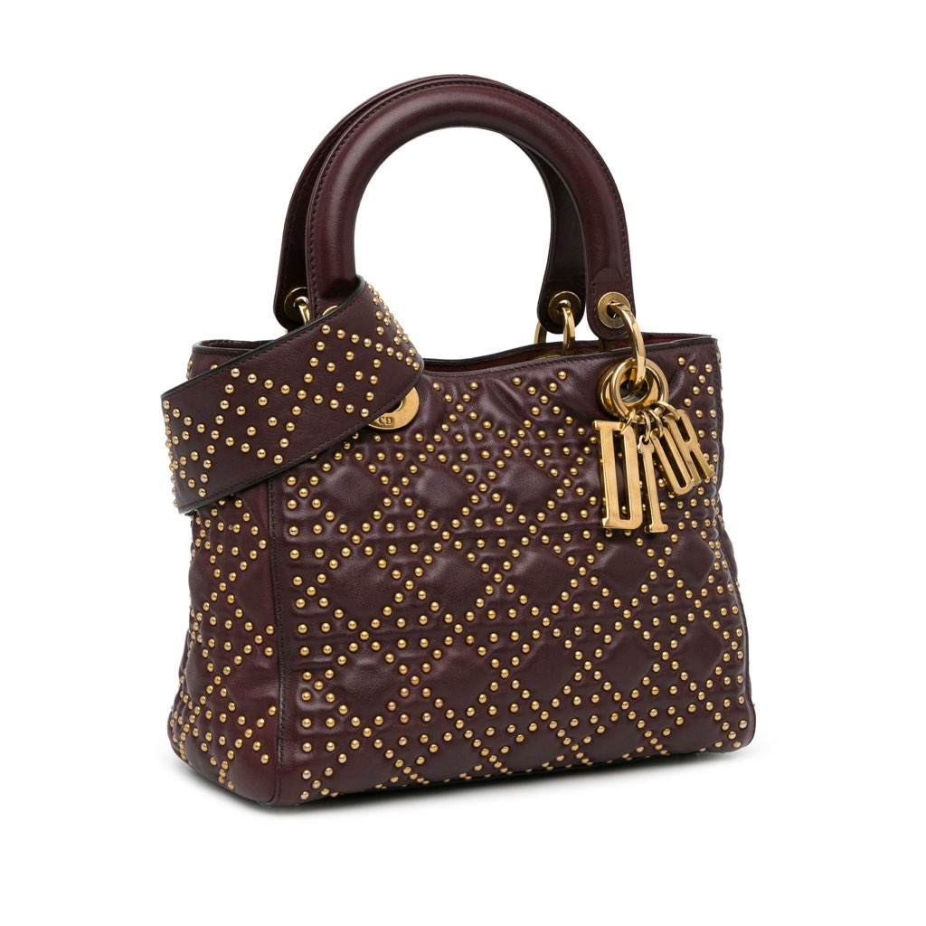 Dior Medium Lambskin Cannage Studded Supple Lady Dior - Back view