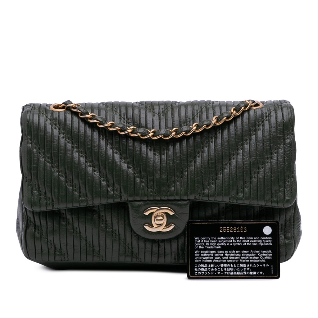 Chanel Medium Chevron Calfskin Coco Pleats Double Flap - Image 14