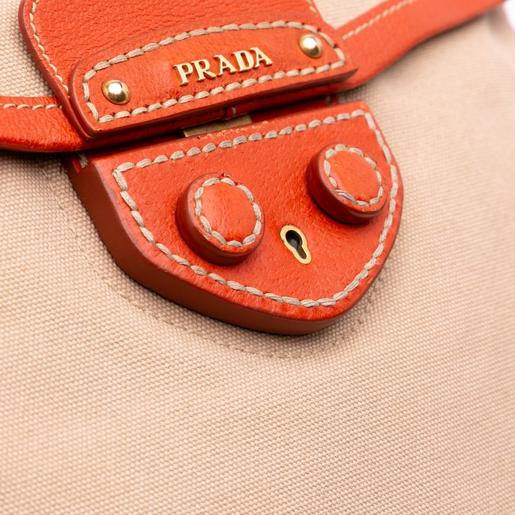 Prada Cinghiale Trimmed Canapa Top Handle Bag - Image 10